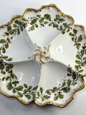 Antique Limoges T&V France Oyster Plate Hand Painted Gilt A898